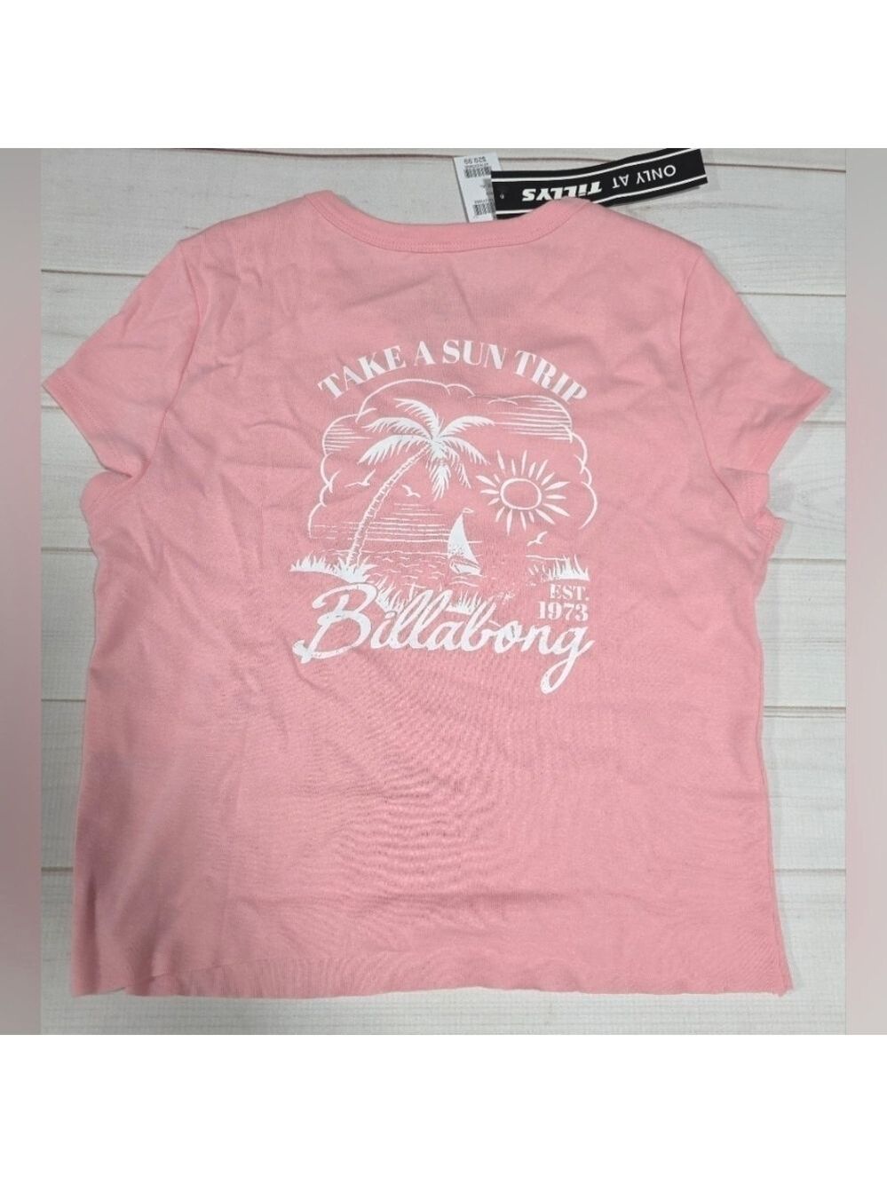 Billabong Take A Sun Trip Peachy Pink Baby Tee XL - New With Tags - Picture 3 of 9